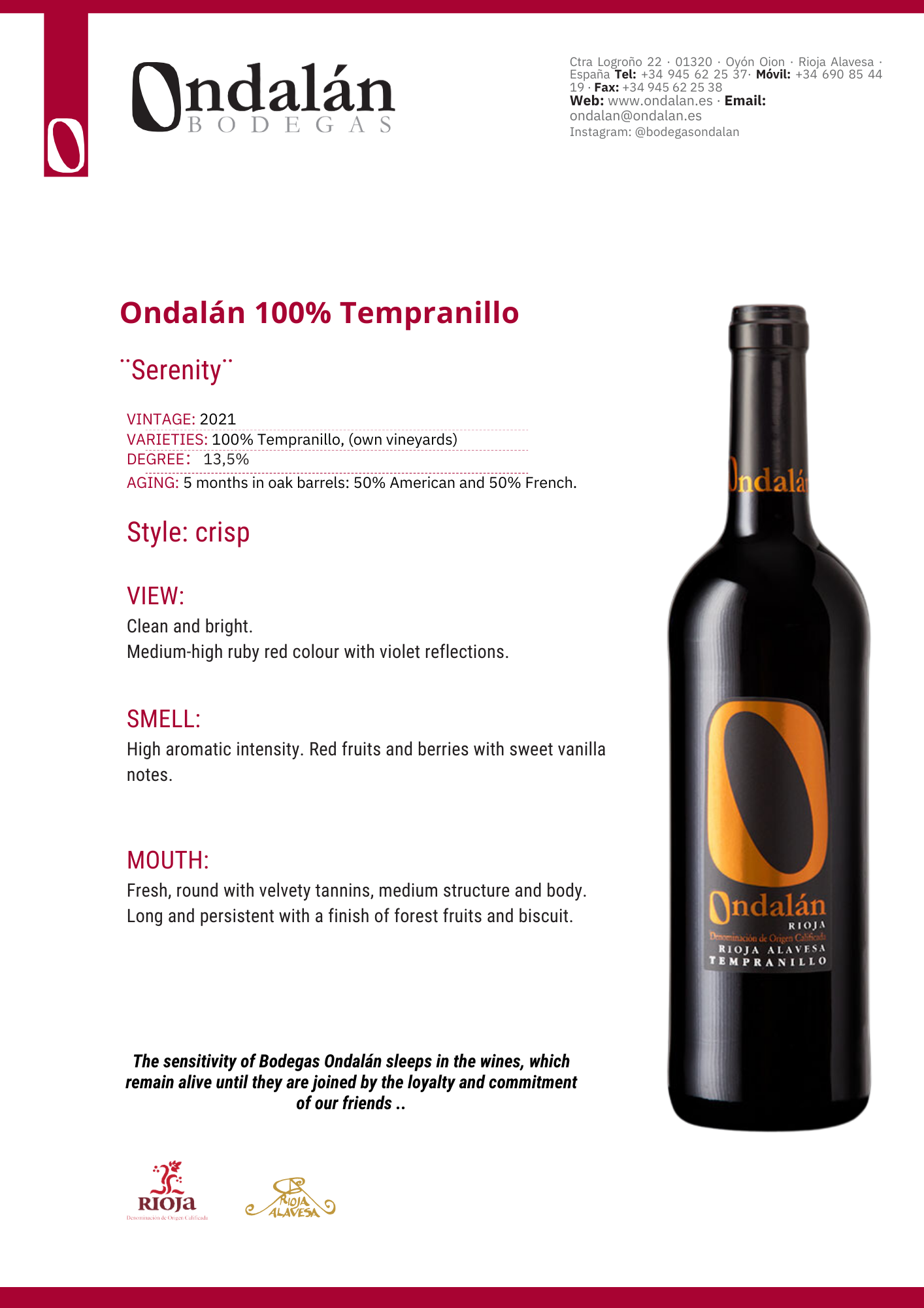 Ondalan Tempranillo Madurado 