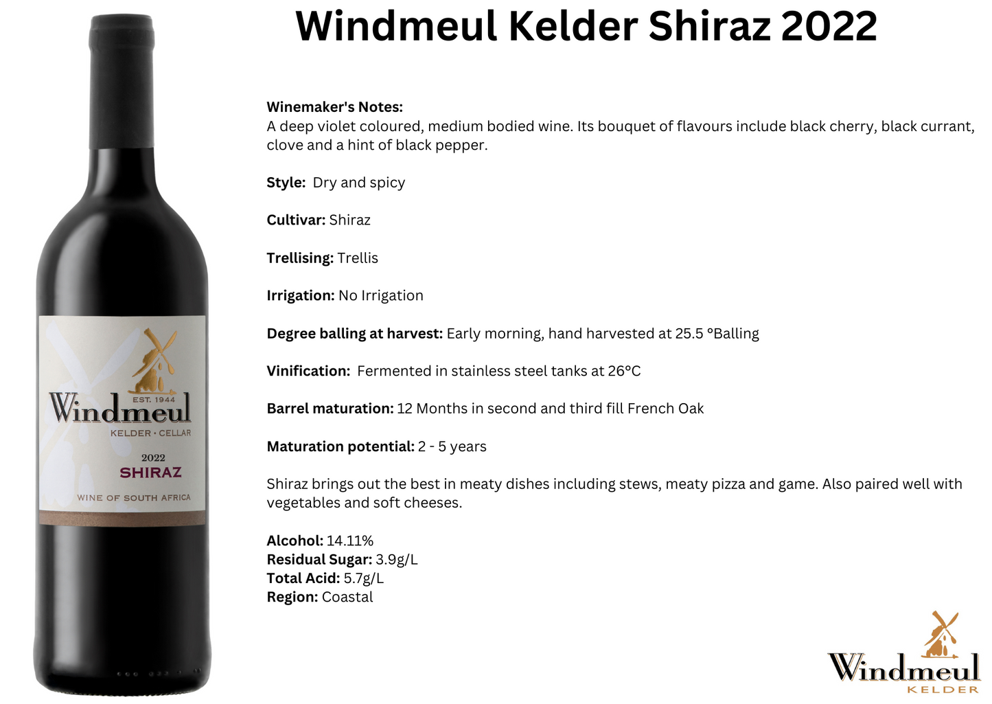 Windmeul Kelder Shiraz