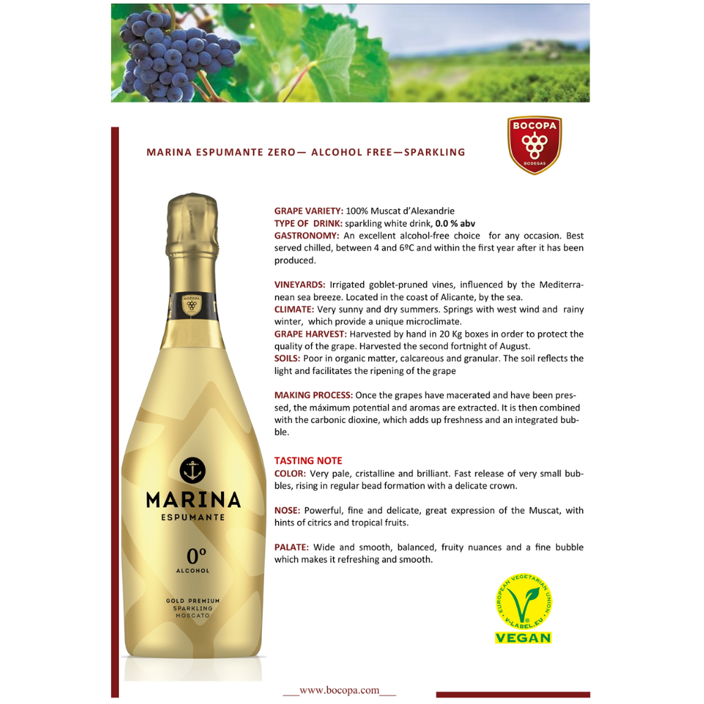 Marina Espumoso Moscato Zero Cava 0% Alc.